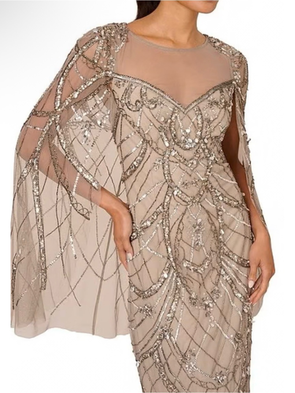 adrianna papell beaded cape dress NWT gown prom gala wedding mother of the bride